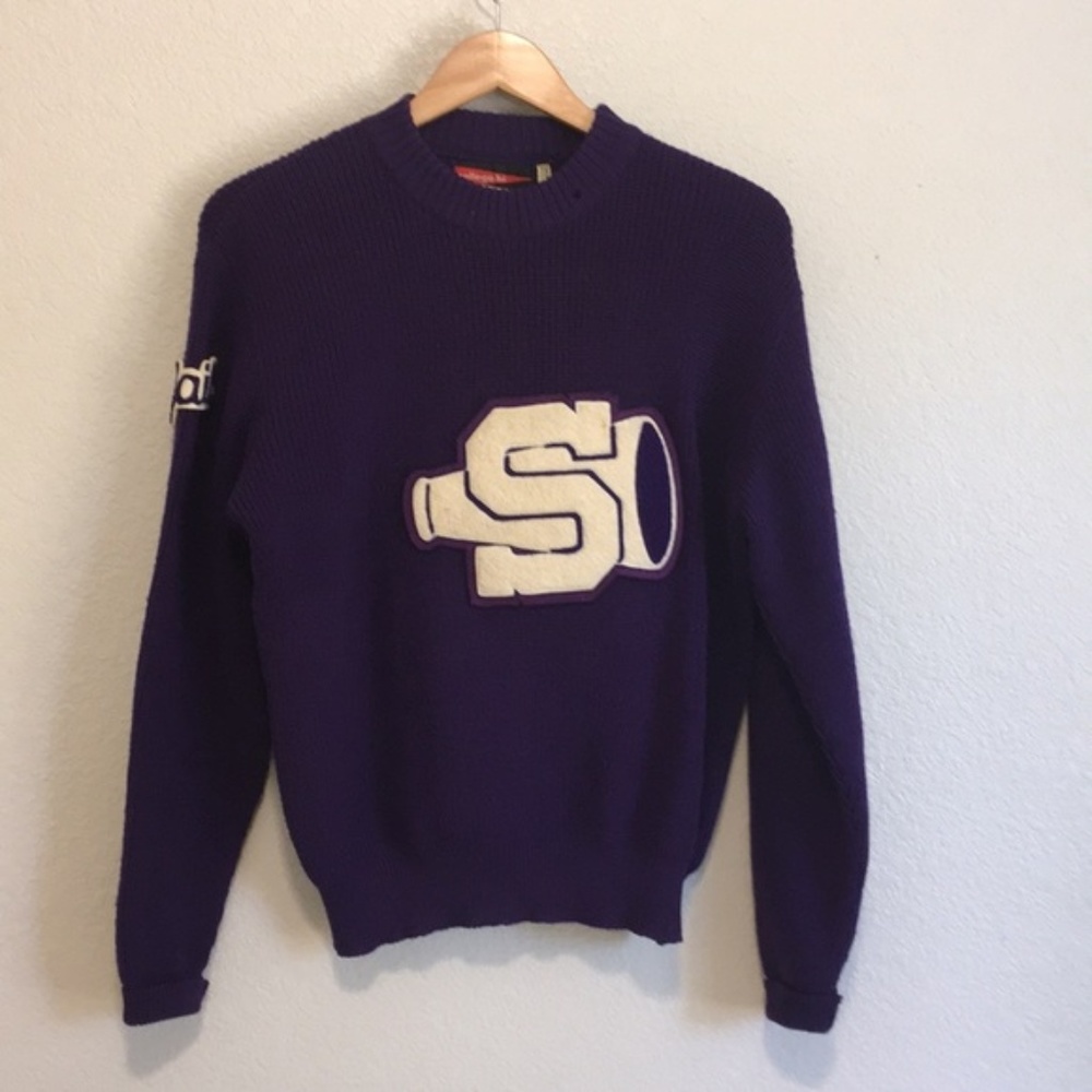 Vintage 100% Wool Cheer Sweater Purple